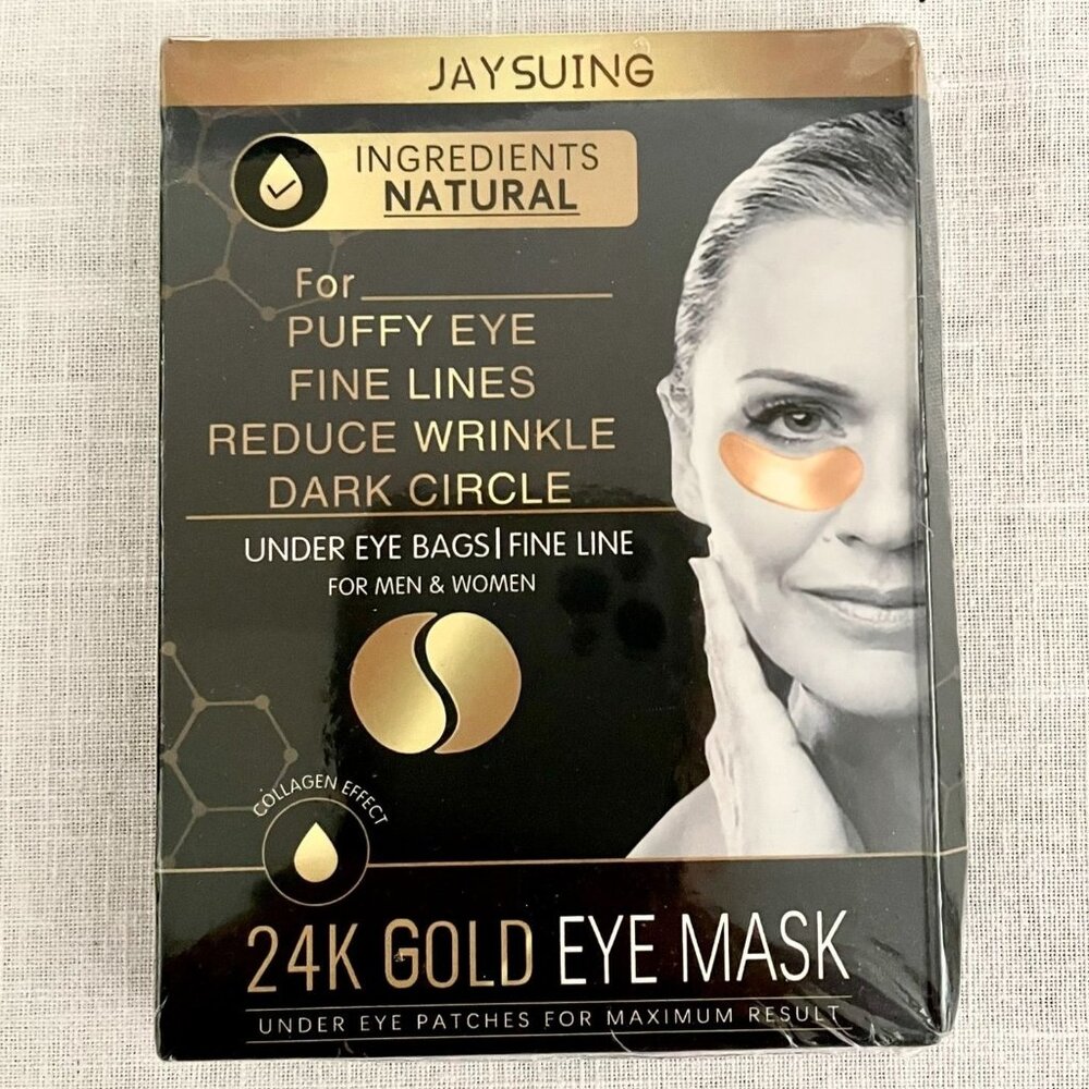 Jaysuing 24K Gold Eye Mask 5 pairs for Puffy Eyes Wrinkles & Dark Circles